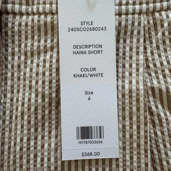 Veronica Beard Haina Seersucker Pleated Shorts Khaki White 6 NWT - Picture 15 of 16